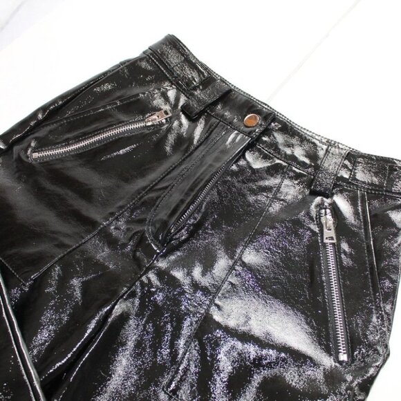 NEW Topshop Women's Black Lily Straight Leg Faux  Leather Size 2 Medium Pants - Picture 11 of 12